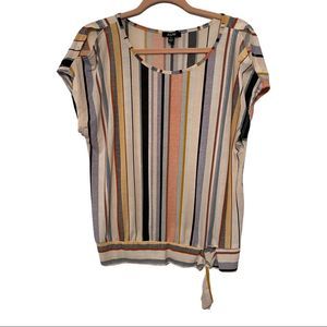 Women's AUW colorful stripe short sleeve blouse size small